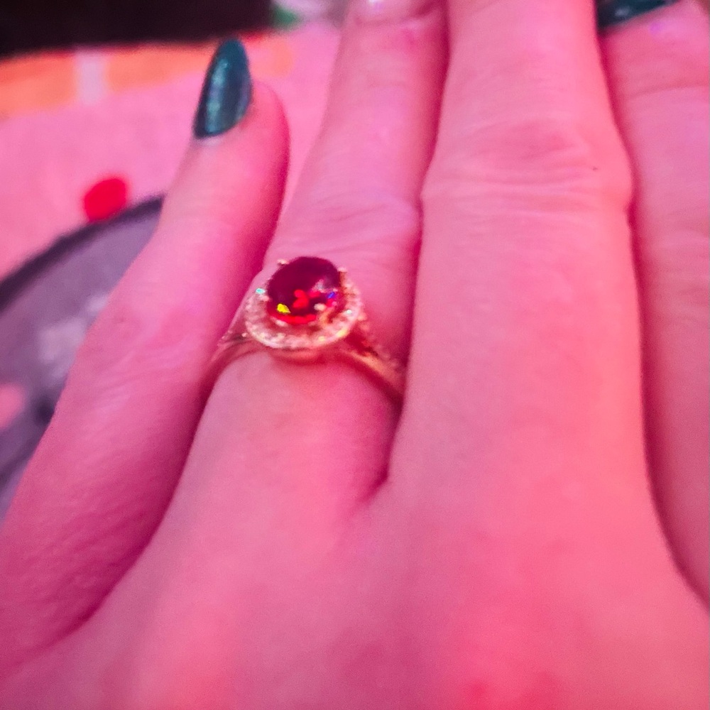 Beautiful Classic Round Ruby Cocktail Ring Size 9 - image 2